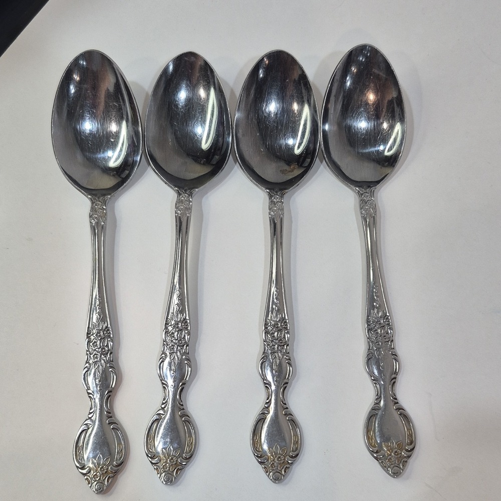 1974 Sears Stainless Steel Ellen Vance Spoon Set, Silver, Glossy, 4 Pieces Read